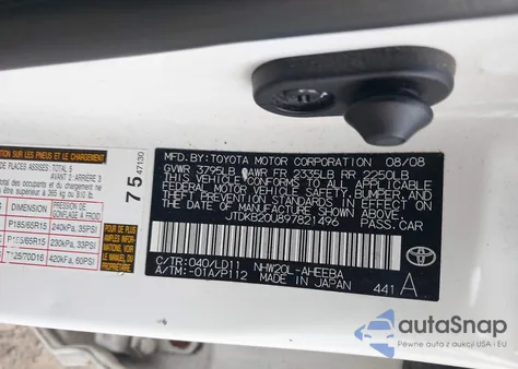 2009 Toyota Prius from USA, damaged, VIN JTDKB20U897821496
